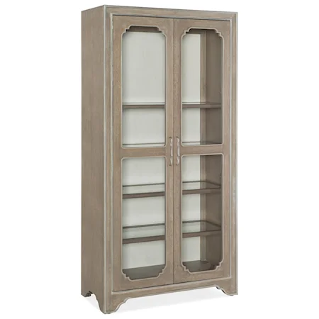 Transitional Display Cabinet with Adjustable Shelves and Touch Lighting